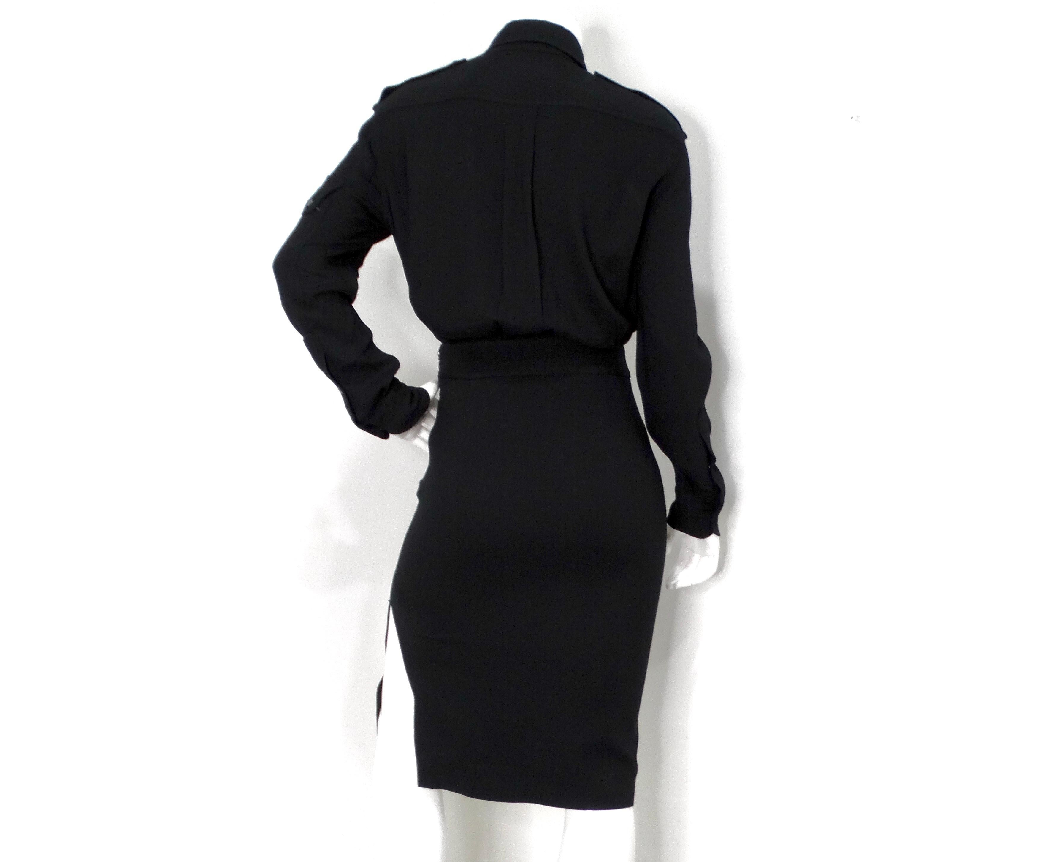 Tom Ford Black Crepe Long-sleeve Blouson Shirtdress in vendita 4