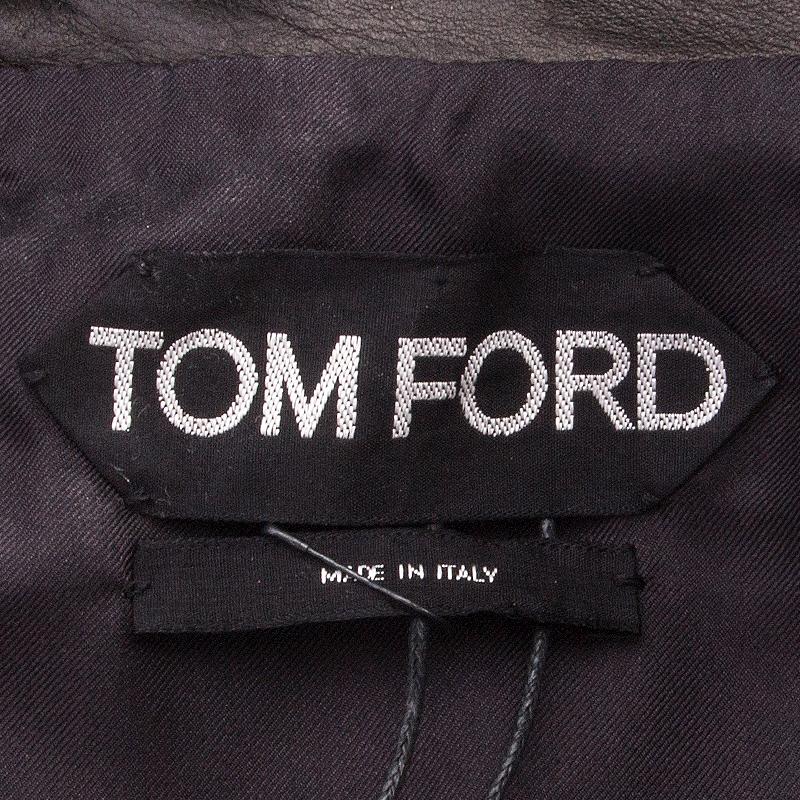 TOM FORD black CROPPED LEATHER BIKER Jacket 38 XS In Excellent Condition In Zürich, CH