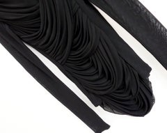Tom Ford Black Draped Tulle Leather Trim Top