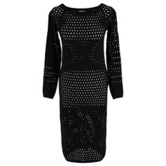 Tom Ford Black Fishnet Long Sleeve Dress - Size S