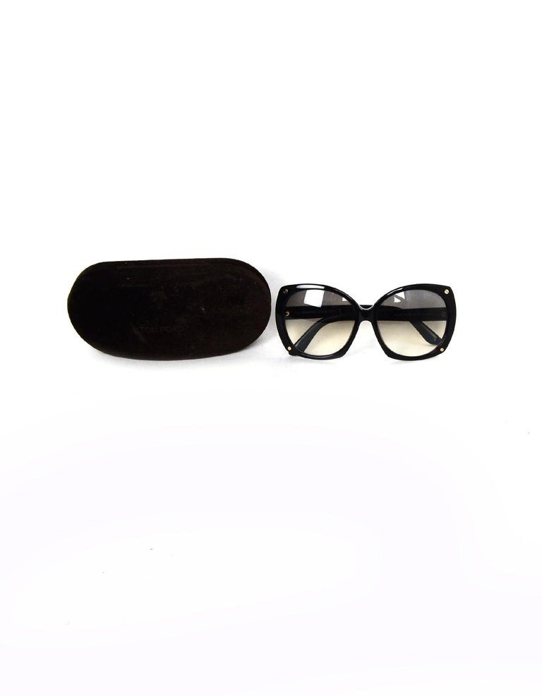 Tom Ford Black Gabriella Square Sunglasses W/ Case For Sale at 1stDibs