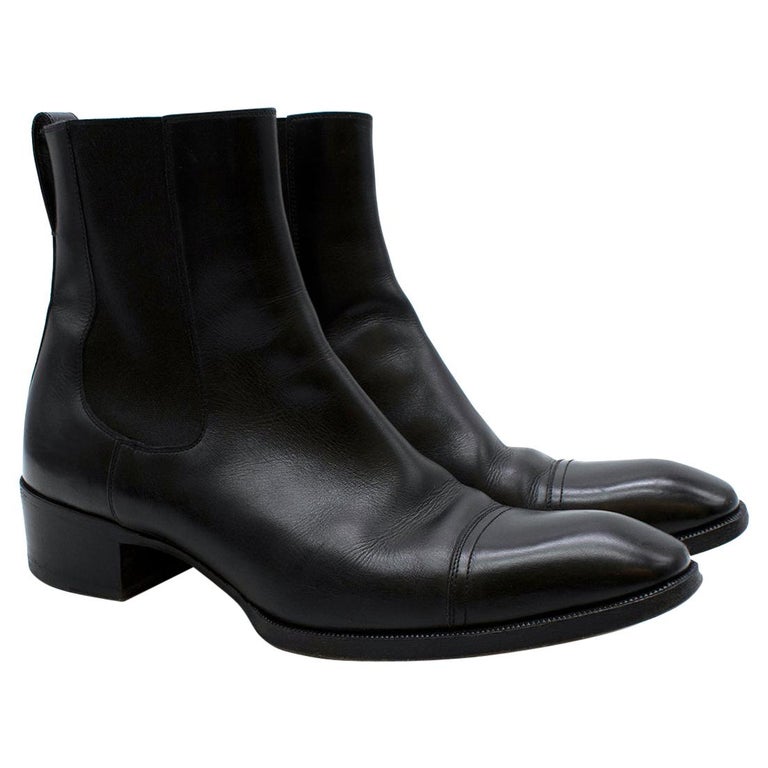 Tom Ford Black Gianni Leather Cap Toe Chelsea Boot - US size  display picture 3