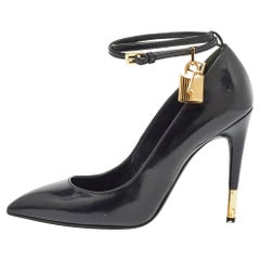 Tom Ford Black Glossy Leather Padlock Pumps Size 37