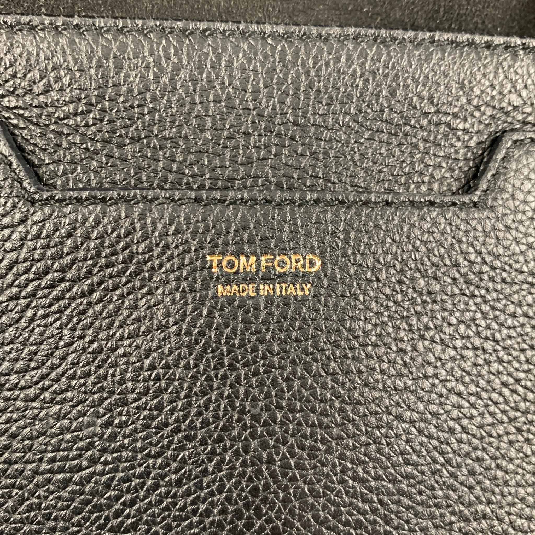 TOM FORD Black Gold Pebble Grain Leather Handbag 3