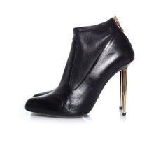 Tom Ford Black Gold Stiletto Ankle Boots.