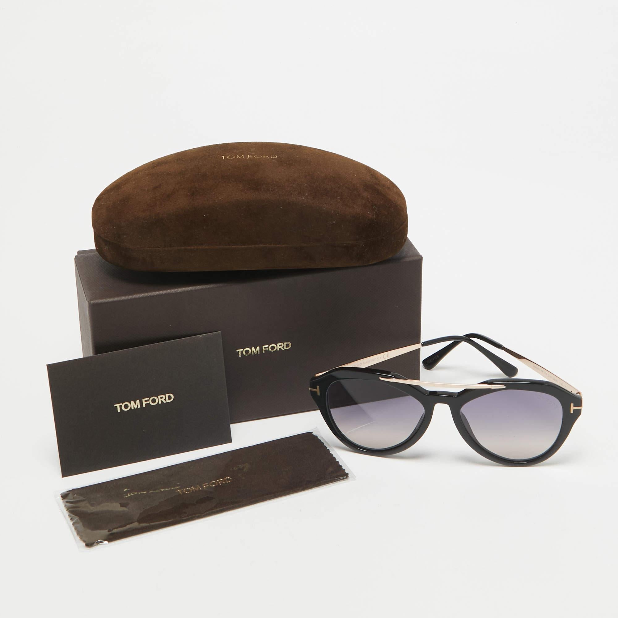 Women's Tom Ford Black Gradient Lisa TF576 Aviator Sunglasses