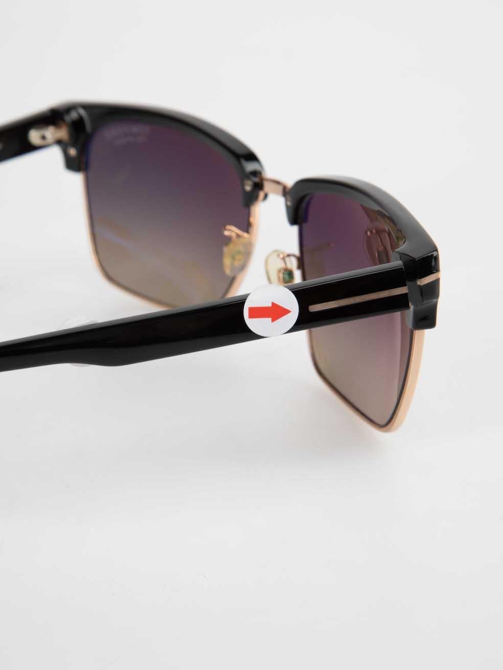 Tom Ford Black Gradient Square Frame Sunglasses For Sale 4