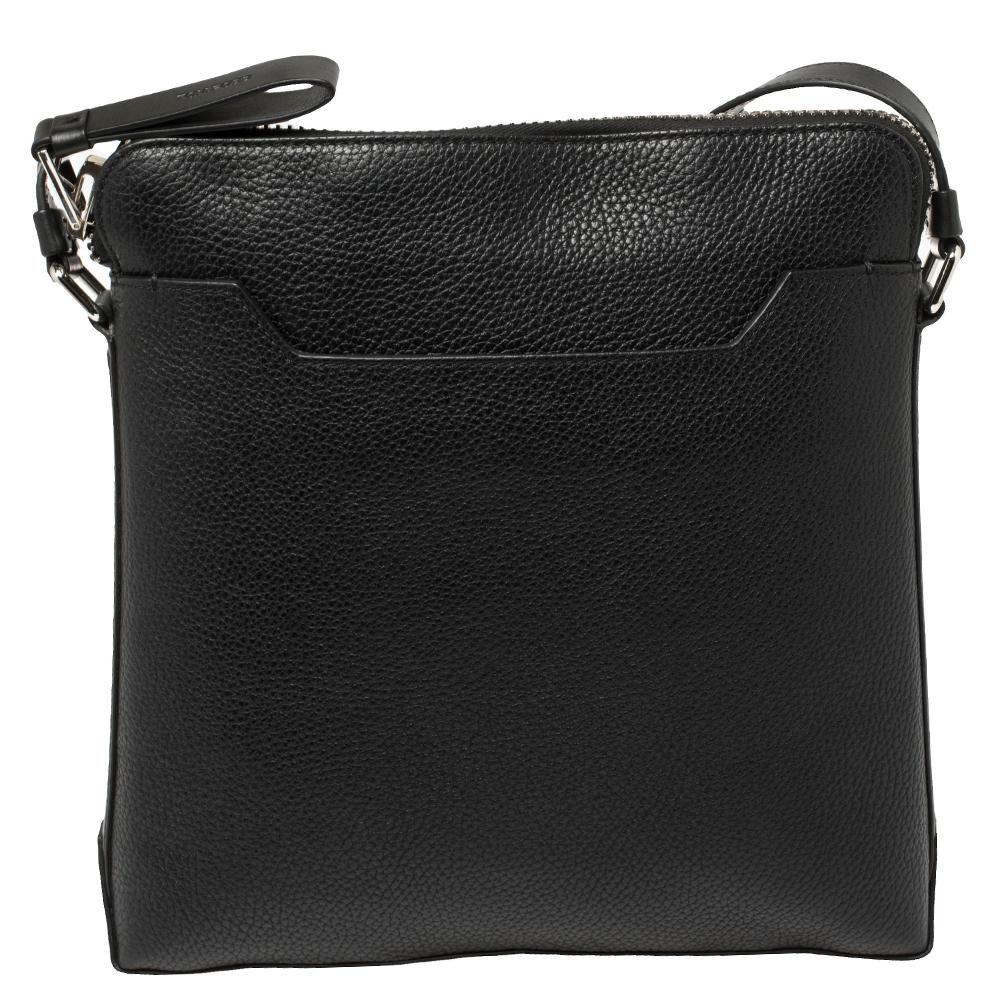 Men's Tom Ford Black Grain Leather Messenger Bag