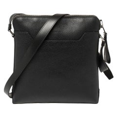 Tom Ford Black Grain Leather Messenger Bag