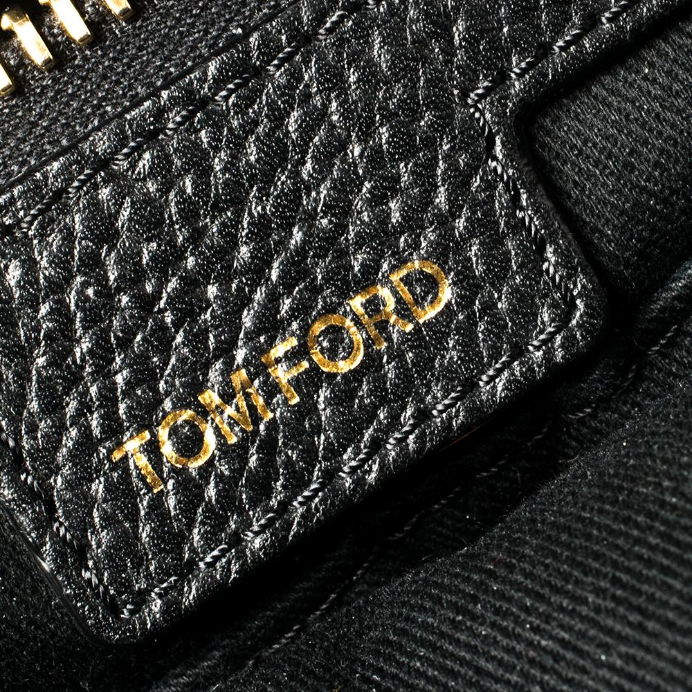 Tom Ford Black Grained Leather Buckley Backpack 2