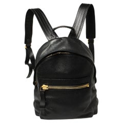 Tom Ford Black Grained Leather Buckley Backpack