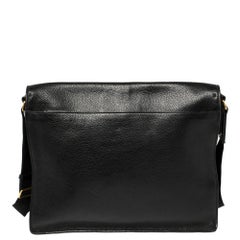 Tom Ford Black Grained Leather Buckley Flap Messenger Bag