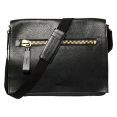 Tom Ford Brown Leather Messenger Crossbody Shoulder Bag for Men