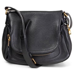 TOM FORD black grained leather JENNIFER MEDIUM CROSSBODY Shoulder Bag