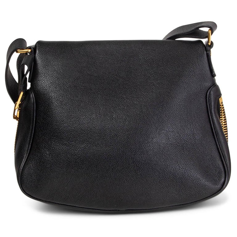 TOM FORD black grained leather JENNIFER MEDIUM CROSSBODY Shoulder Bag