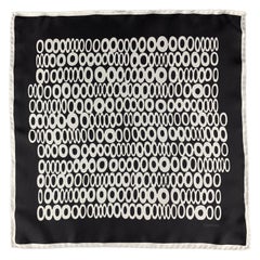 TOM FORD Black 
Grey Circles Print Silk Pocket Square