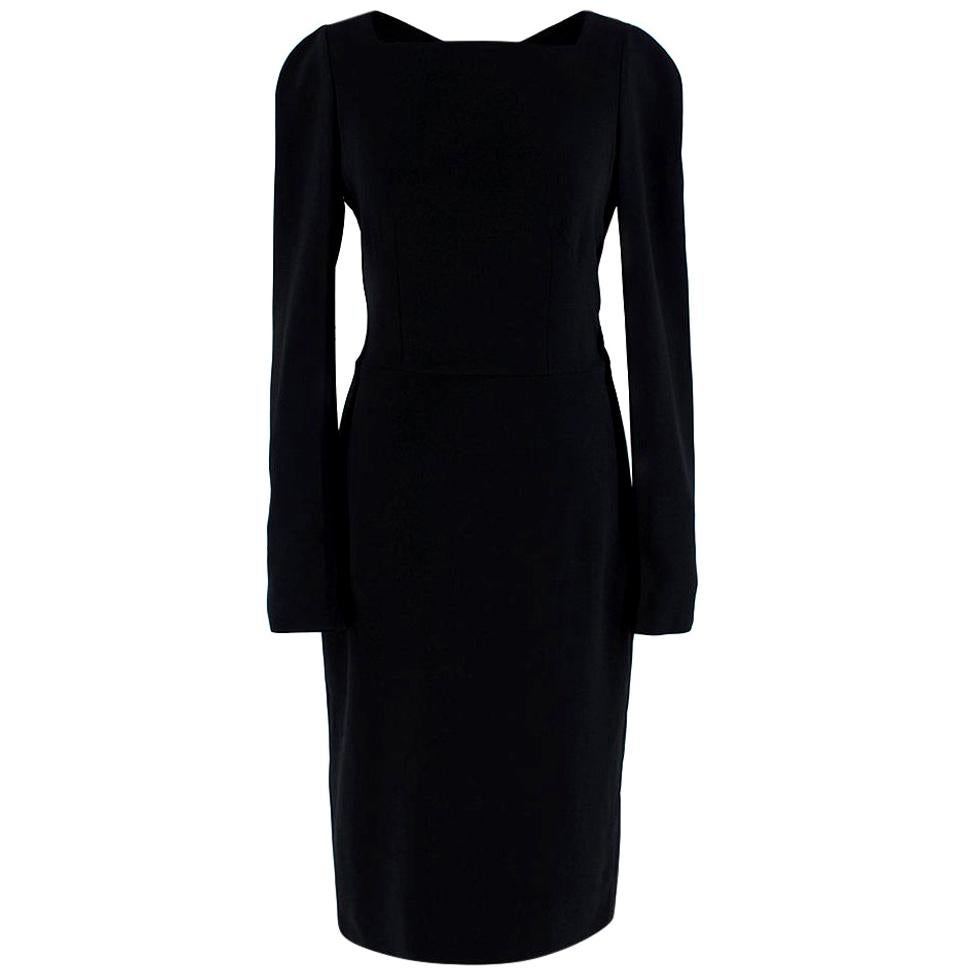 Tom Ford Black Keyhole Back Midi Fitted Dress - Size US 4 For Sale