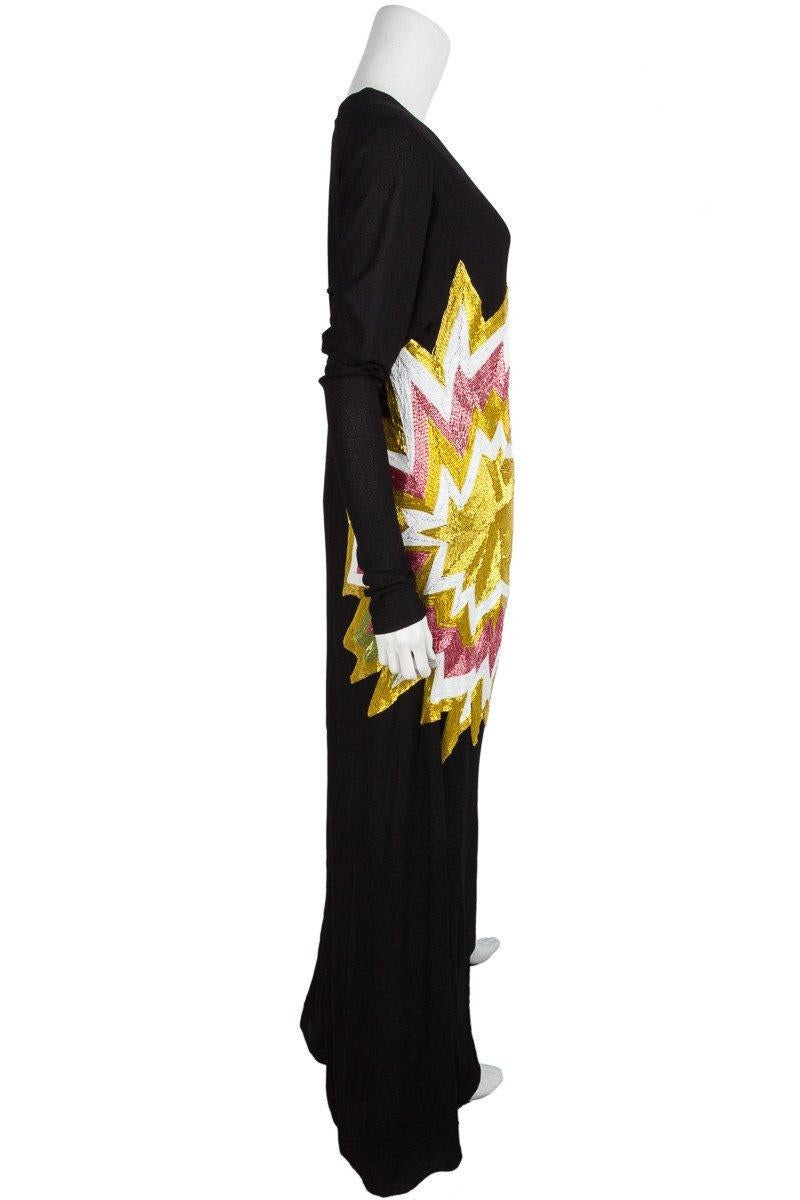 TOM FORD  Black Knit & Multi Color Beaded Starburst Maxi 2013 Collection In Good Condition In Scottsdale, AZ
