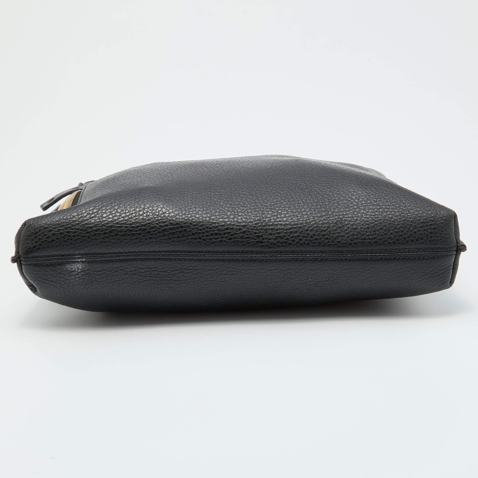 Women's Tom Ford Black Leather Alix Fold Over Clutch