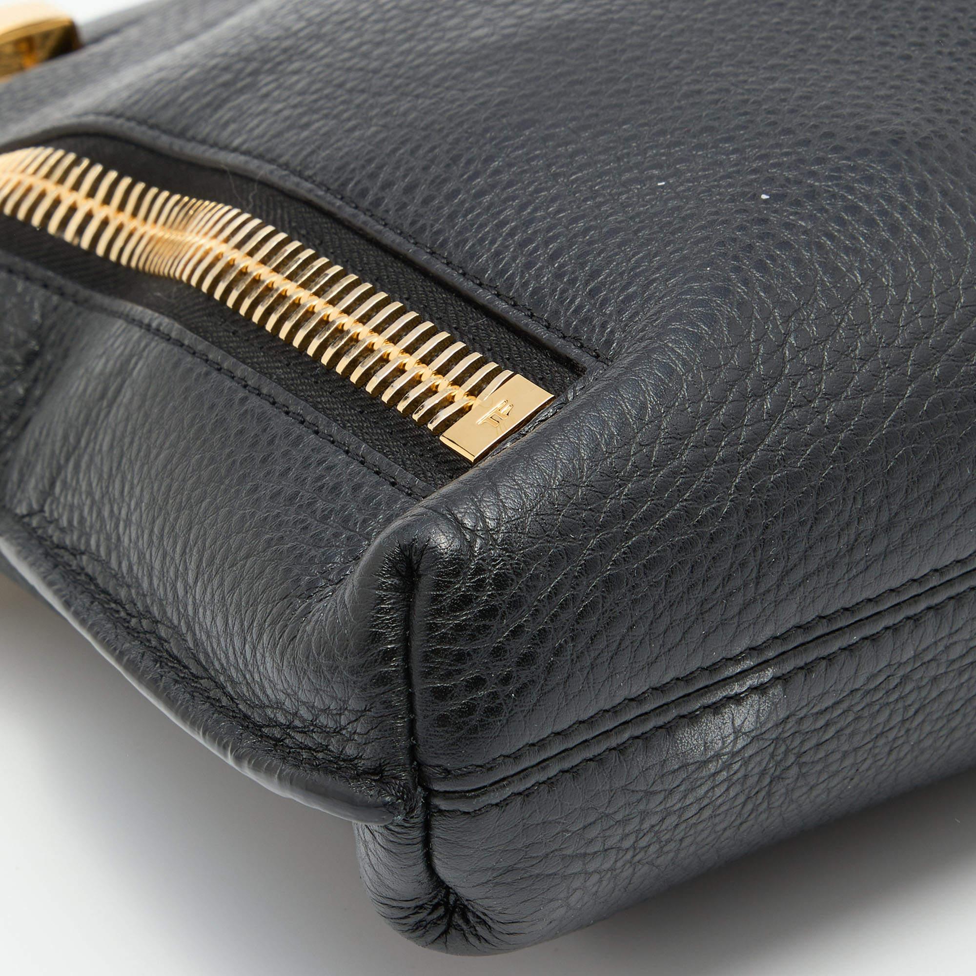 Tom Ford Black Leather Alix Fold Over Clutch 3