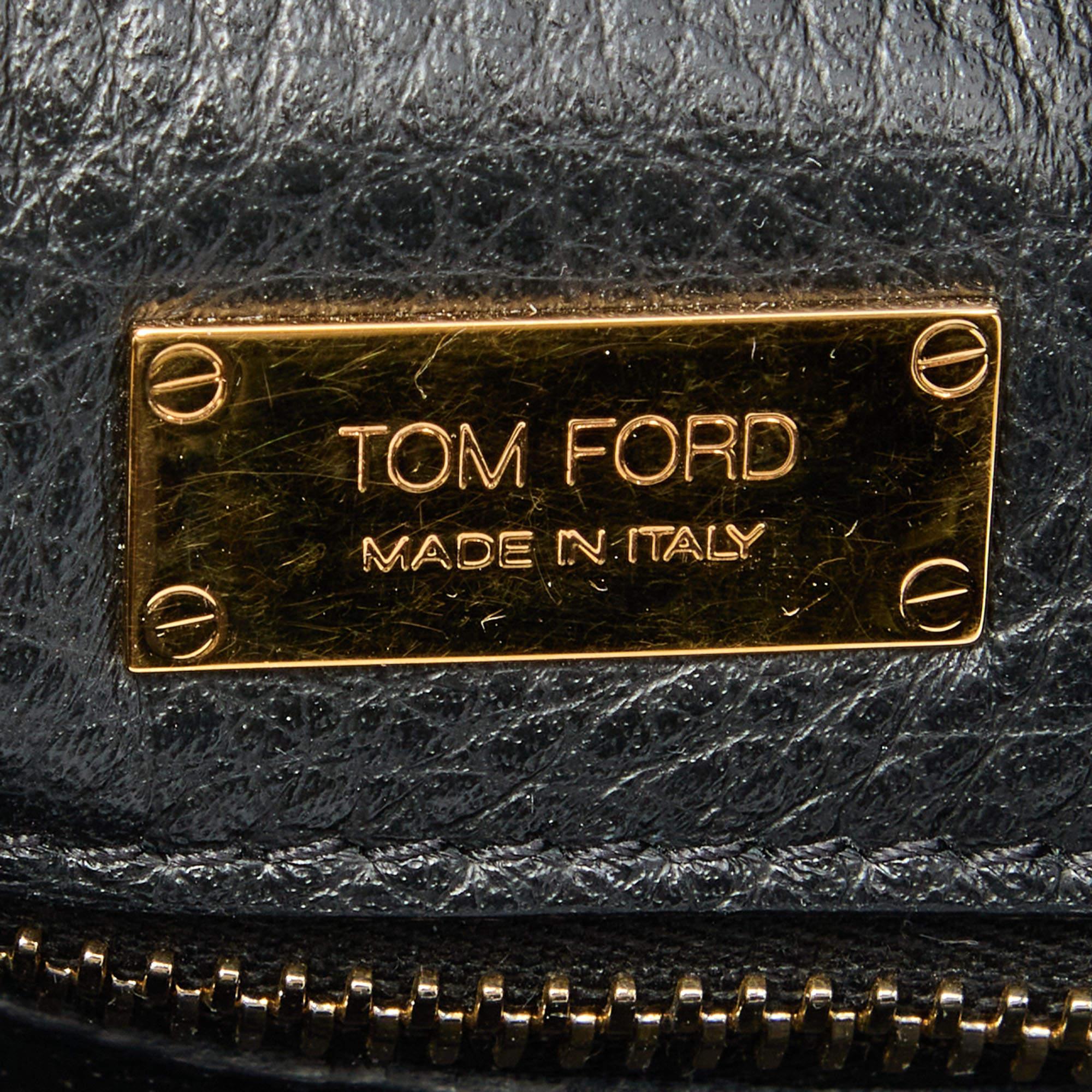 Tom Ford Black Leather Alix Fold Over Clutch 4