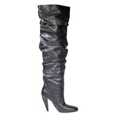 Tom Ford - Bottes à hauteur du genou en cuir noir drapé - Taille IT 40