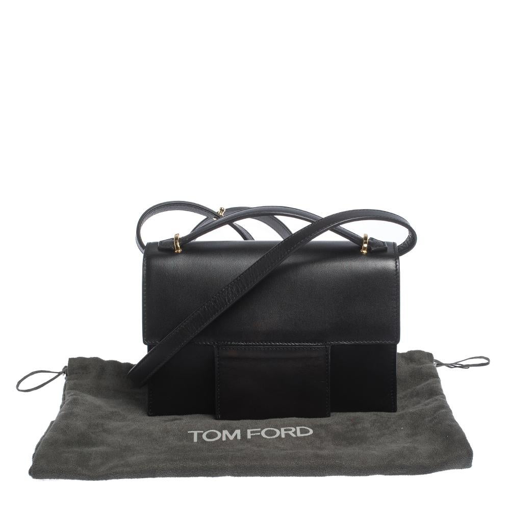 Tom Ford Black Leather Flap Crossbody Bag 4