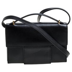 Tom Ford Black Leather Flap Top Handle Bag