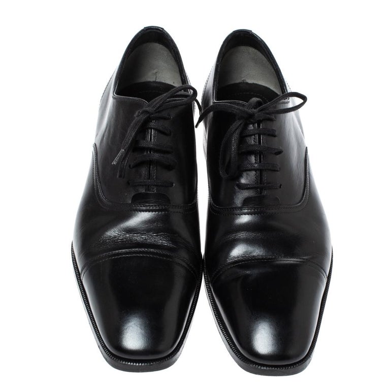 Tom Ford Black Leather Gianni Cap Toe Oxfords Size 40 at 1stDibs | tom ...
