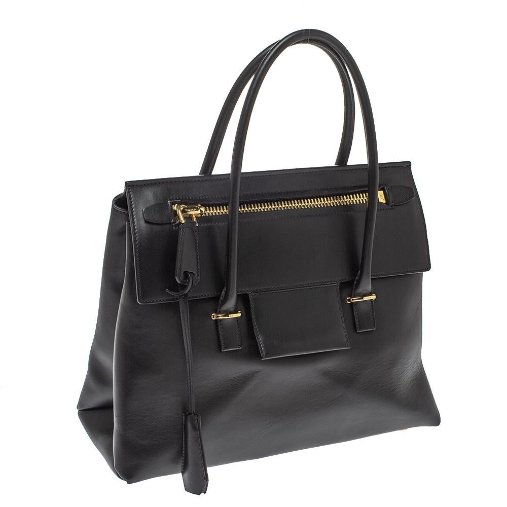 Women's Tom Ford Black Leather Icon Tote