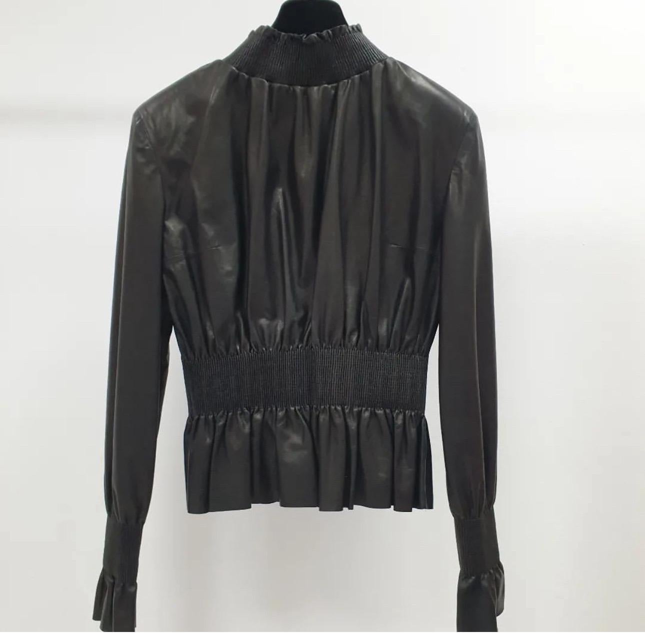 Tom Ford Black Leather Jacket Skirt Suit For Sale 1