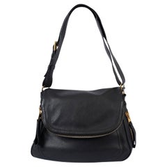 TOM FORD black leather JENNIFER LARGE CROSSBODY Shoulder Bag