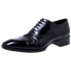 Tom Ford Black Leather Lace Up Oxfords Size 44