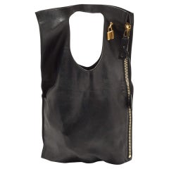 Tom Ford Black Leather Large Fold Over Alix Bag
