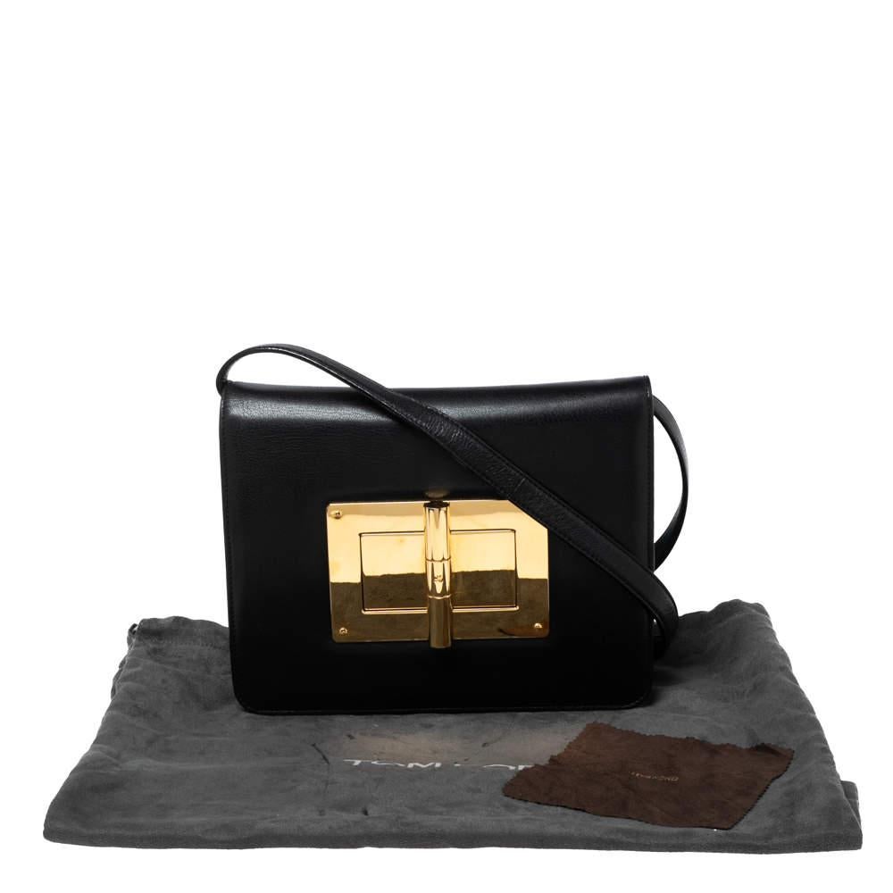 Tom Ford Black Leather Large Natalia Shoulder Bag 3