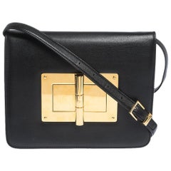 Tom Ford Black Leather Large Natalia Shoulder Bag