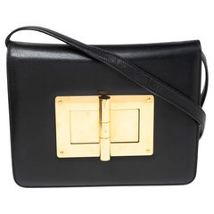 Tom Ford Black Leather Large Natalia Shoulder Bag