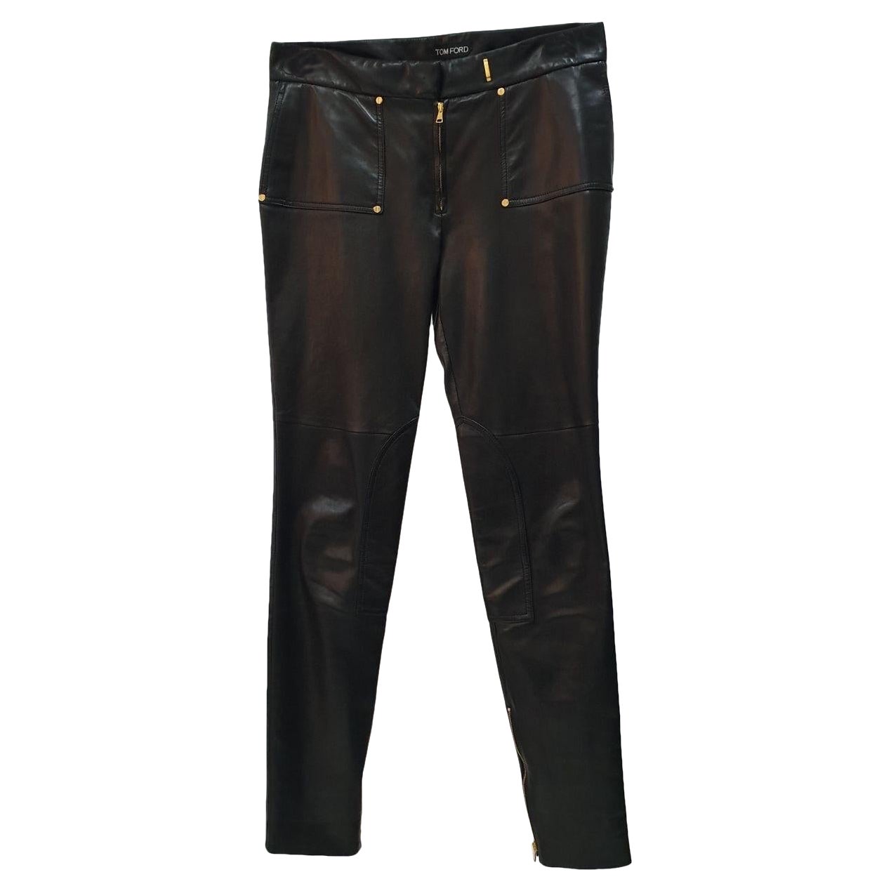 Tom Ford Pantaloni Leggins in pelle nera Sz.40