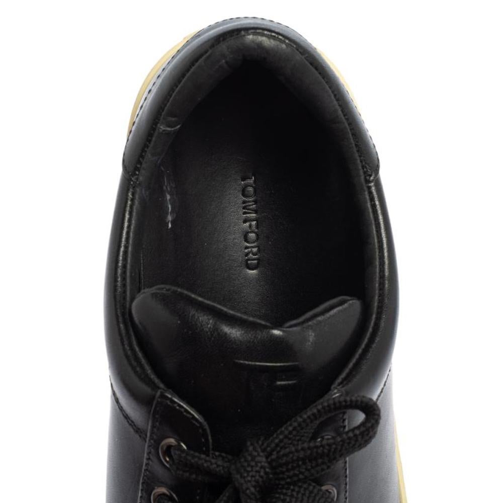 Tom Ford Black Leather Low Top Sneakers Size 41.5 2