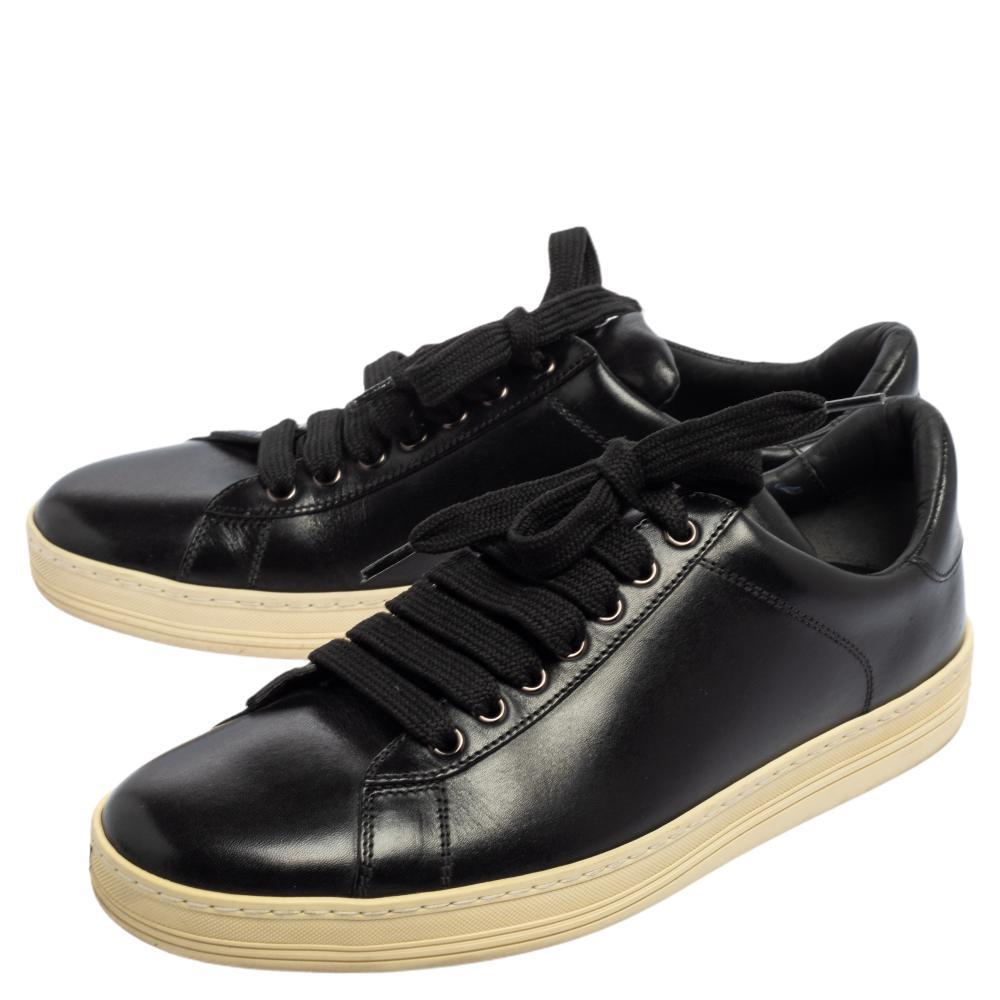 Tom Ford Black Leather Low Top Sneakers Size 41.5 3