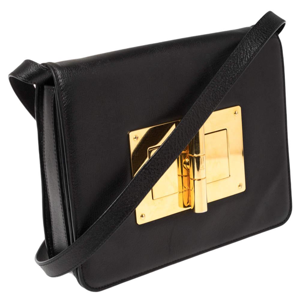 Women's Tom Ford Black Leather Medium Natalia Shoulder Bag For Sale