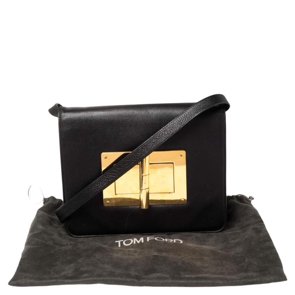 Tom Ford Black Leather Medium Natalia Shoulder Bag For Sale 5