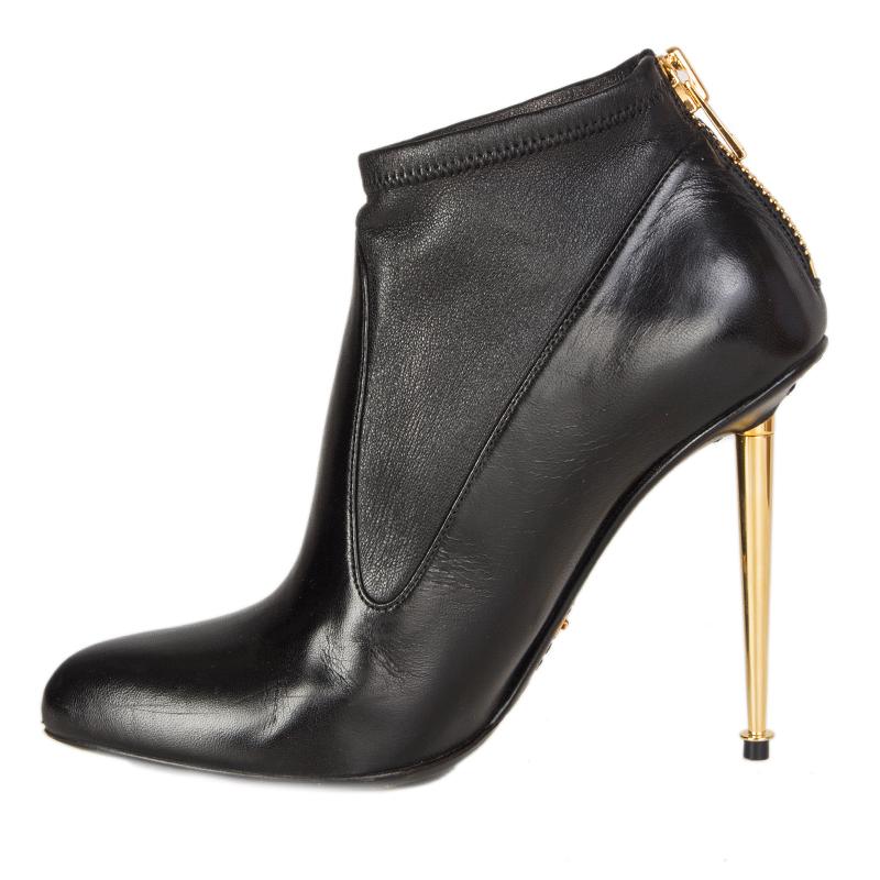 Black TOM FORD black leather METAL HEEL Ankle Boots Shoes 38.5