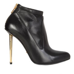 Tom Ford - Bottines en cuir noir avec talon en métal, taille 38,5