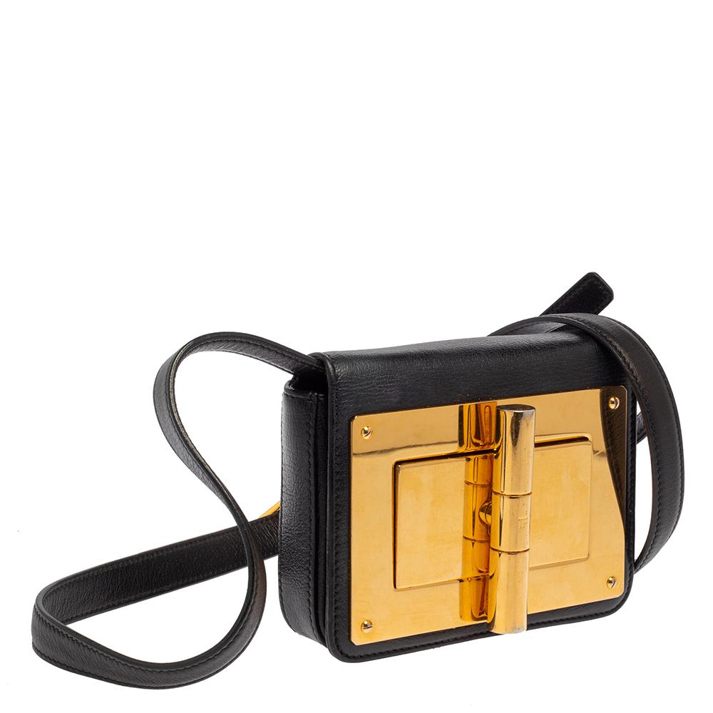 Tom Ford Black Leather Mini Natalia Shoulder Bag In Fair Condition In Dubai, Al Qouz 2