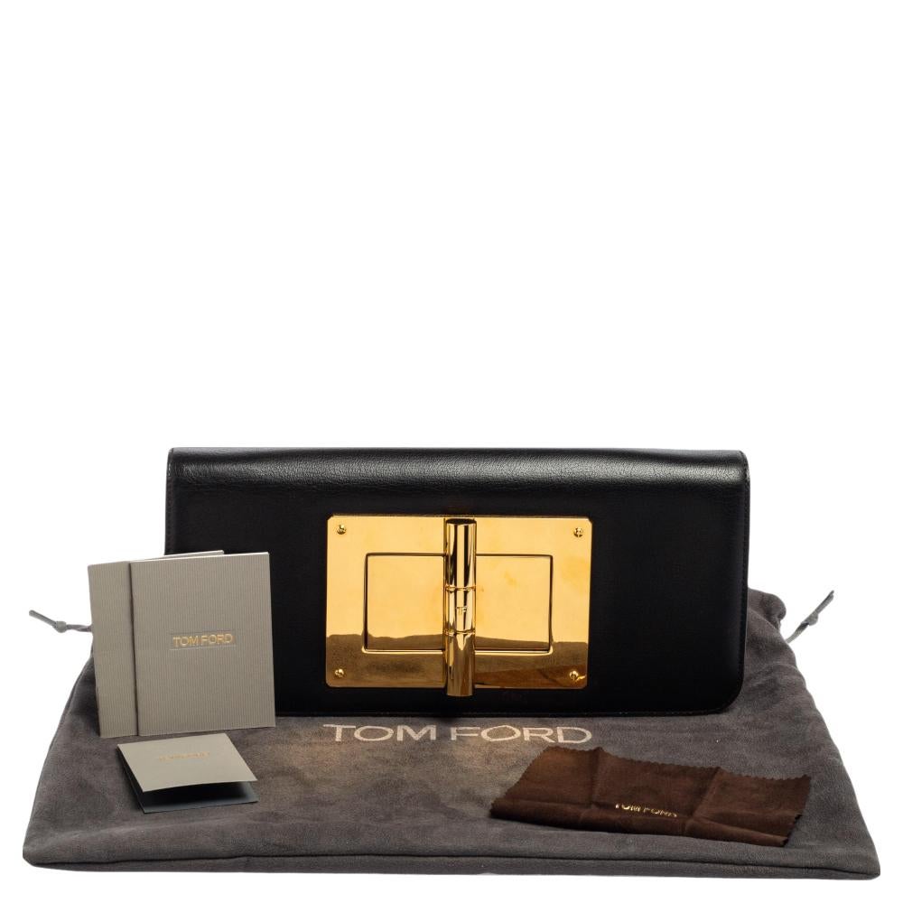 Tom Ford Black Leather Natalia Convertible Clutch 9