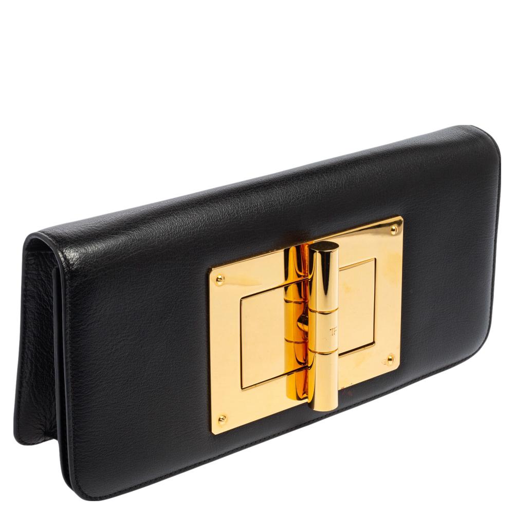 Women's Tom Ford Black Leather Natalia Convertible Clutch