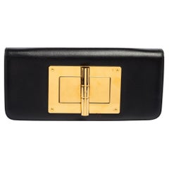 Natalia Convertible Clutch aus schwarzem Leder von Tom Ford