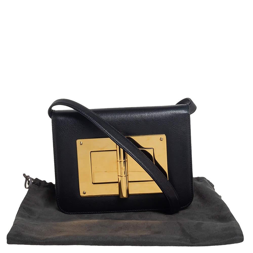 Tom Ford Black Leather Natalia Crossbody Bag For Sale 8