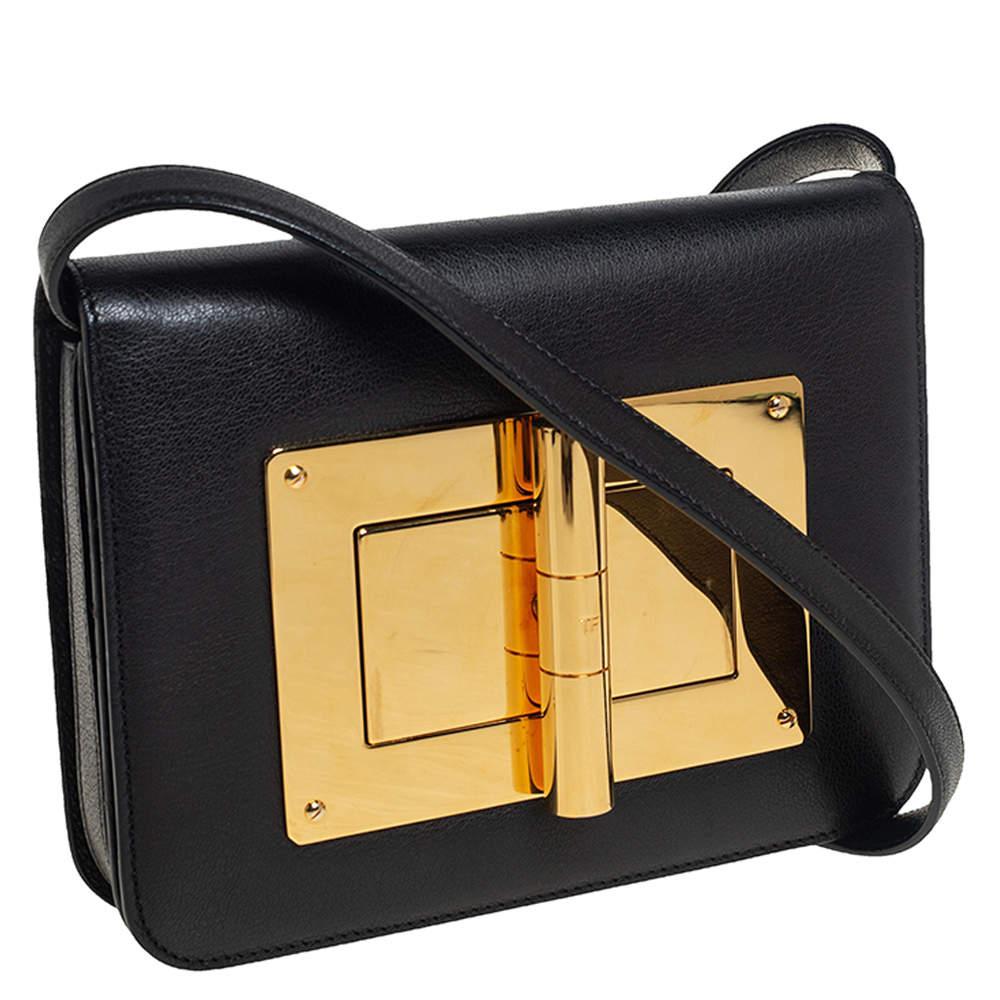 Tom Ford Black Leather Natalia Crossbody Bag In Good Condition In Dubai, Al Qouz 2